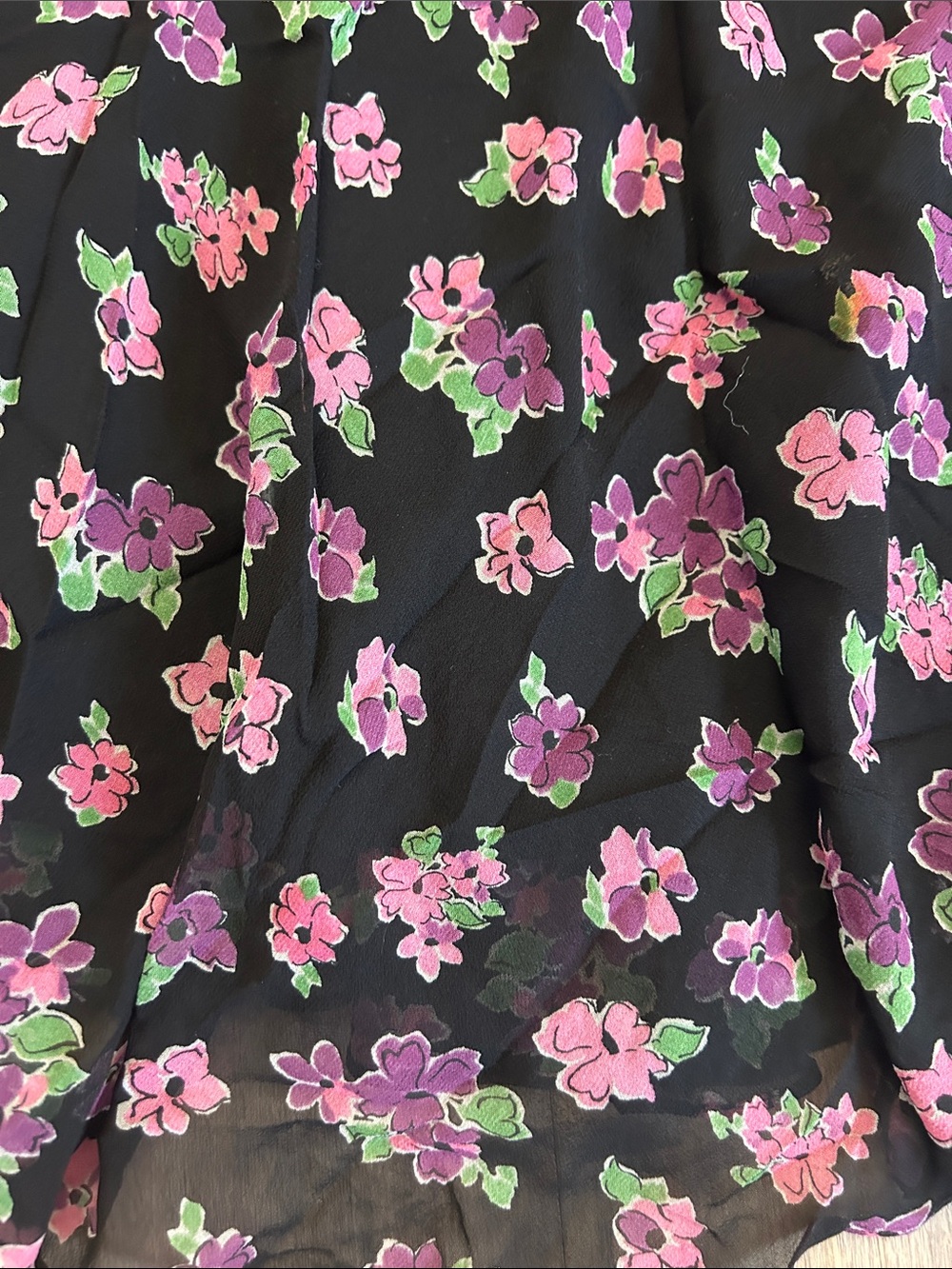 VTG Silk Chiffon Midi Dress with Pink & Green Floral Print bias-cut 16W - Picture 4 of 16